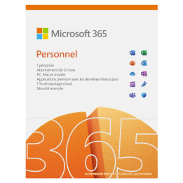 Microsoft 365 Personal Français – Abonnement 1 An – 1 Utilisateur – 1 To OneDrive – Réf. QQ2-01735